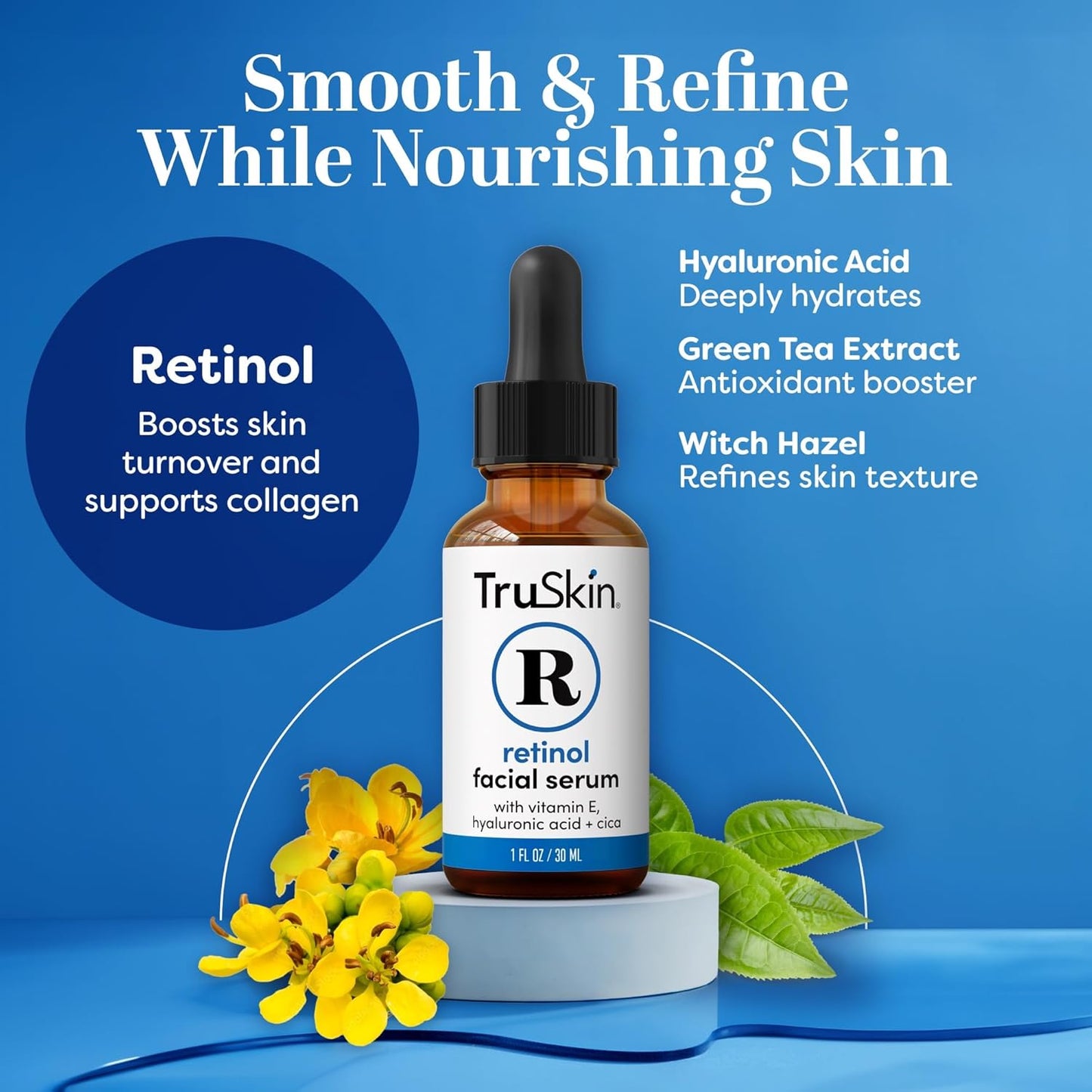 TruSkin Retinol Serum for Face – Gentle Anti-Aging Serum with Retinol, Hyaluronic Acid, and Vitamin E for a More Youthful Feel – Skin Care Made to Improve Look of Fine Lines, Wrinkles, 1 fl oz-BrightBean Baby