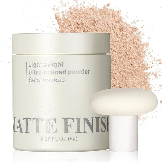 Erinde Nude Translucent Matte Setting Powder with Puff, Face Loose powder Makeup, Oil Control Finishing Powder, Lightweight Blurring Powder, Waterproof, 24H Long-Lasting, Creates Soft Focus Effect-BrightBean Baby