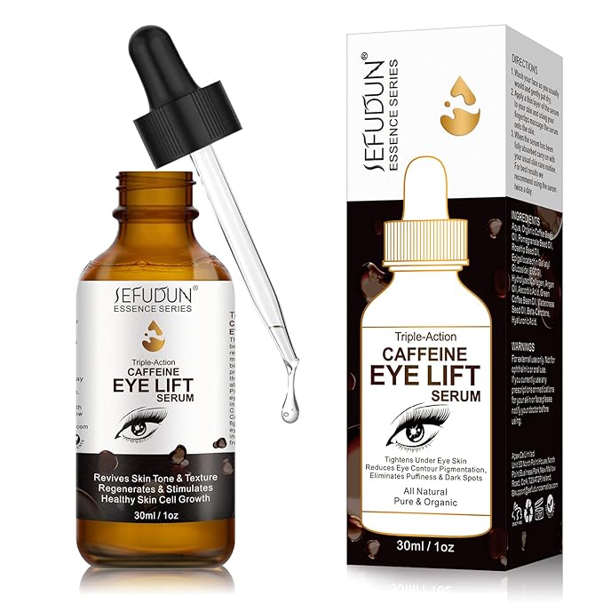 Caffeine Eye Serum, Eye Lift Serum with Vitamin C, Hyaluronic Acid, Collagen - Reduces Puffiness, Dark Circles, Under Eye Bags 1 oz / 30 ml-BrightBean Baby