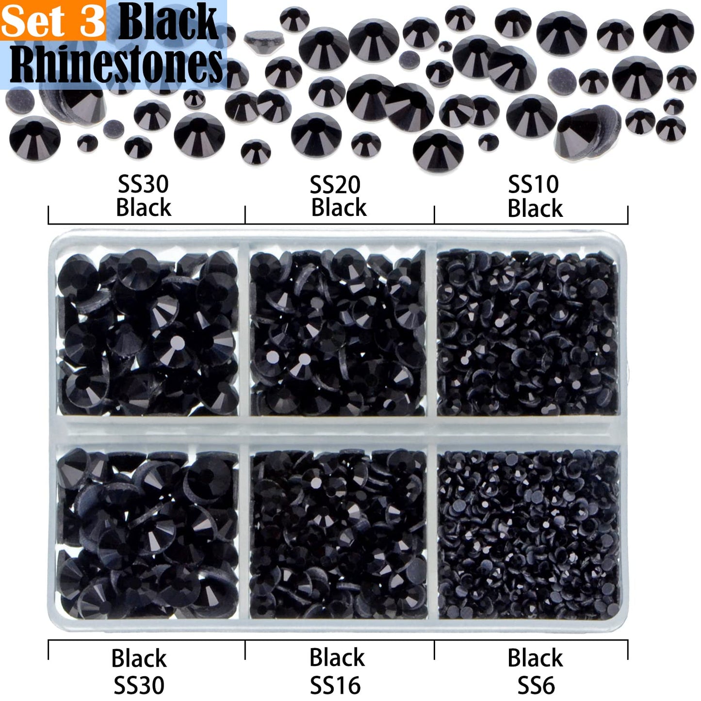 LPBeads 10000pcs Hotfix Rhinestones Flatback Glass Crystal Clear Black and 12 Mixed Color Rhinestone with Tweezers and Picking Pen for Crafts Clothes Nail Art-BrightBean Baby
