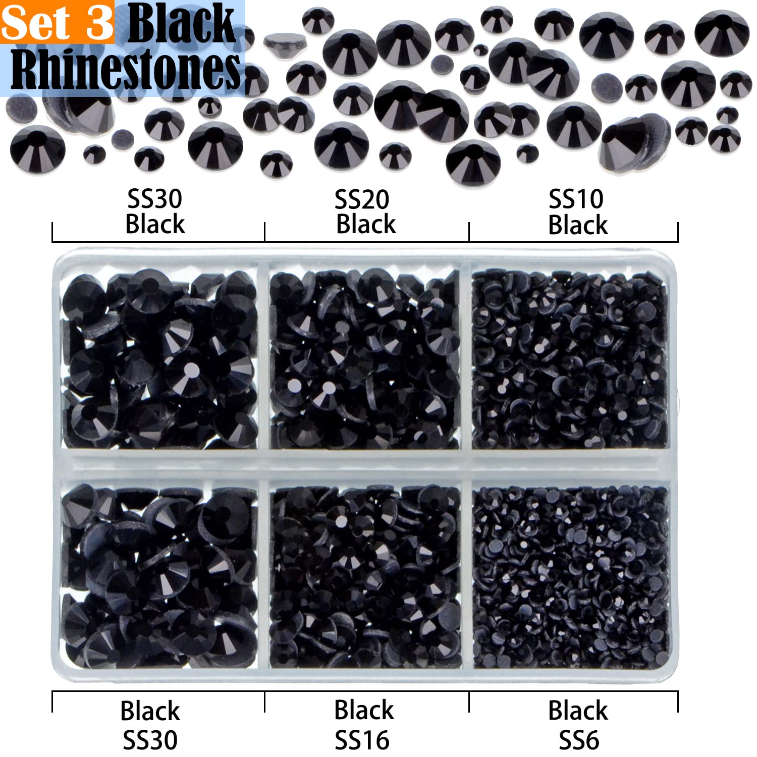 LPBeads 10000pcs Hotfix Rhinestones Flatback Glass Crystal Clear Black and 12 Mixed Color Rhinestone with Tweezers and Picking Pen for Crafts Clothes Nail Art-BrightBean Baby