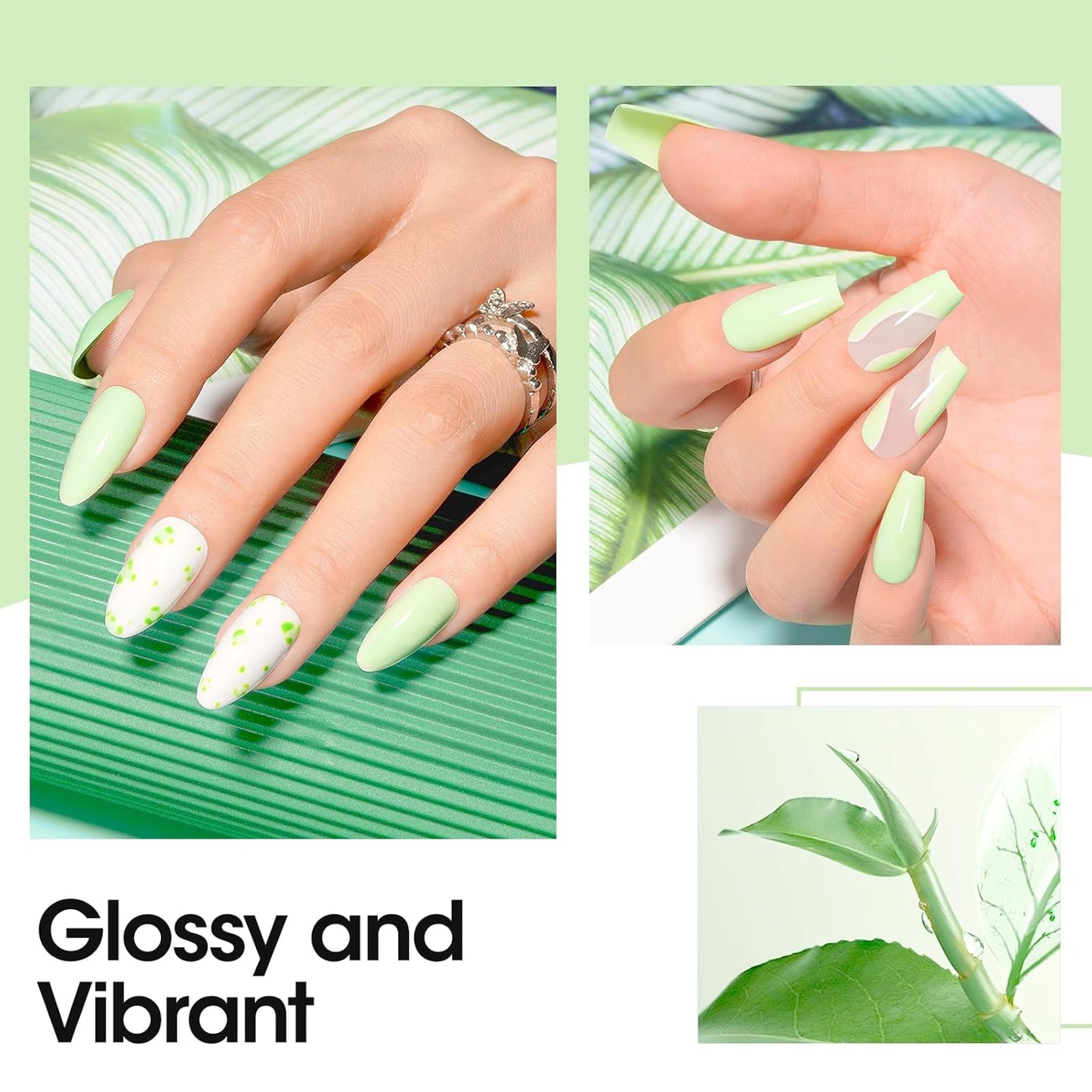 Gellen Green Gel Nail Polish, Mint Green Gel Polish Pastel Green Nail Polish Gel Light Green Soak Off U V LED Nail Lamp Gel Polish Home Salon Nail Art DIY Manicure Gift for Women Gilrs, 0.61 Fl Oz-BrightBean Baby