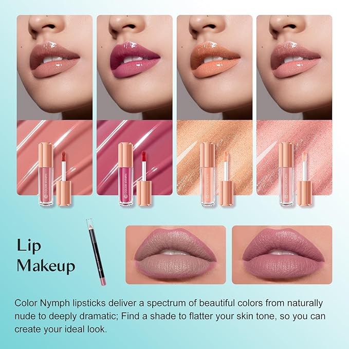 Color Nymph All In One Makeup Kit Comestics Gifts for Girls Teens, Travel Makeup Set 4 Trays Train Case for Beginner Includes Eyeshadow Highlighter Lipgloss Blush Concealer Brush Eyeliner Lipbalm-BrightBean Baby