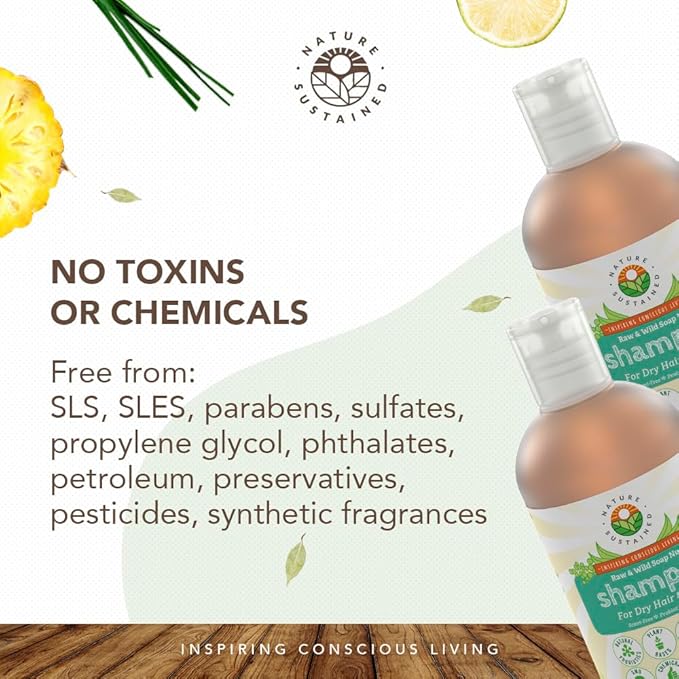 Natural Shampoo for Dry Hair & Scalp - Organic, Raw & Wildcrafted with Probiotics, Hypoallergenic & Sulfate Free Hydrating Shampoo for Dryness, Frizz, Breakage, Itchiness, Thinning - Gallon, Original-BrightBean Baby