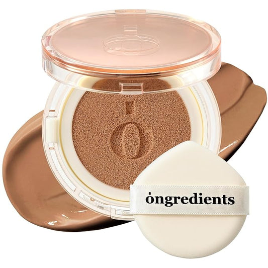 Skin Barrier Glow Cover Cushion, All-day Coverage, Glow Finish, Lightweight, Skincare-Like Texture, Non-cakey Makeup, Korean Cushion Foundation (#43N Moonlight, 0.49 oz)-BrightBean Baby