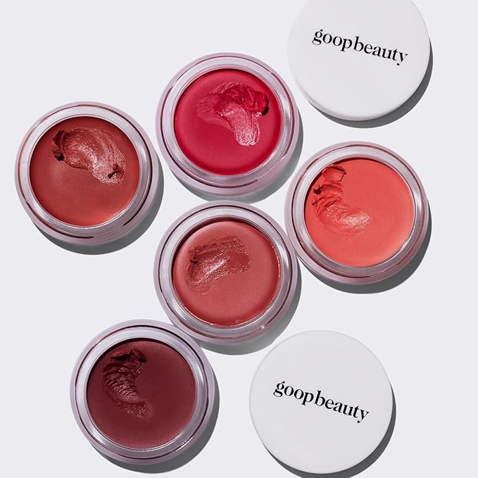 goop Beauty Cream Blush | Sheer Pop of Color for Lips & Cheeks | Vitamin C, Vitamin E, & Safflower Oil | Natural Makeup for Glowing Skin | Paraben & Silicone Free | 0.5 oz | Afterglow - Soft Berry-BrightBean Baby