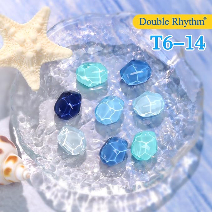 Double Rhythm 6 Pcs 15 ML Gel Polish Set Same Color Same Bottle Soak Off Gel Polish Kit Nail Art Manicure Salon DIY at Home for Women (Light Blue Dark Navy Teal-T6-14)-BrightBean Baby