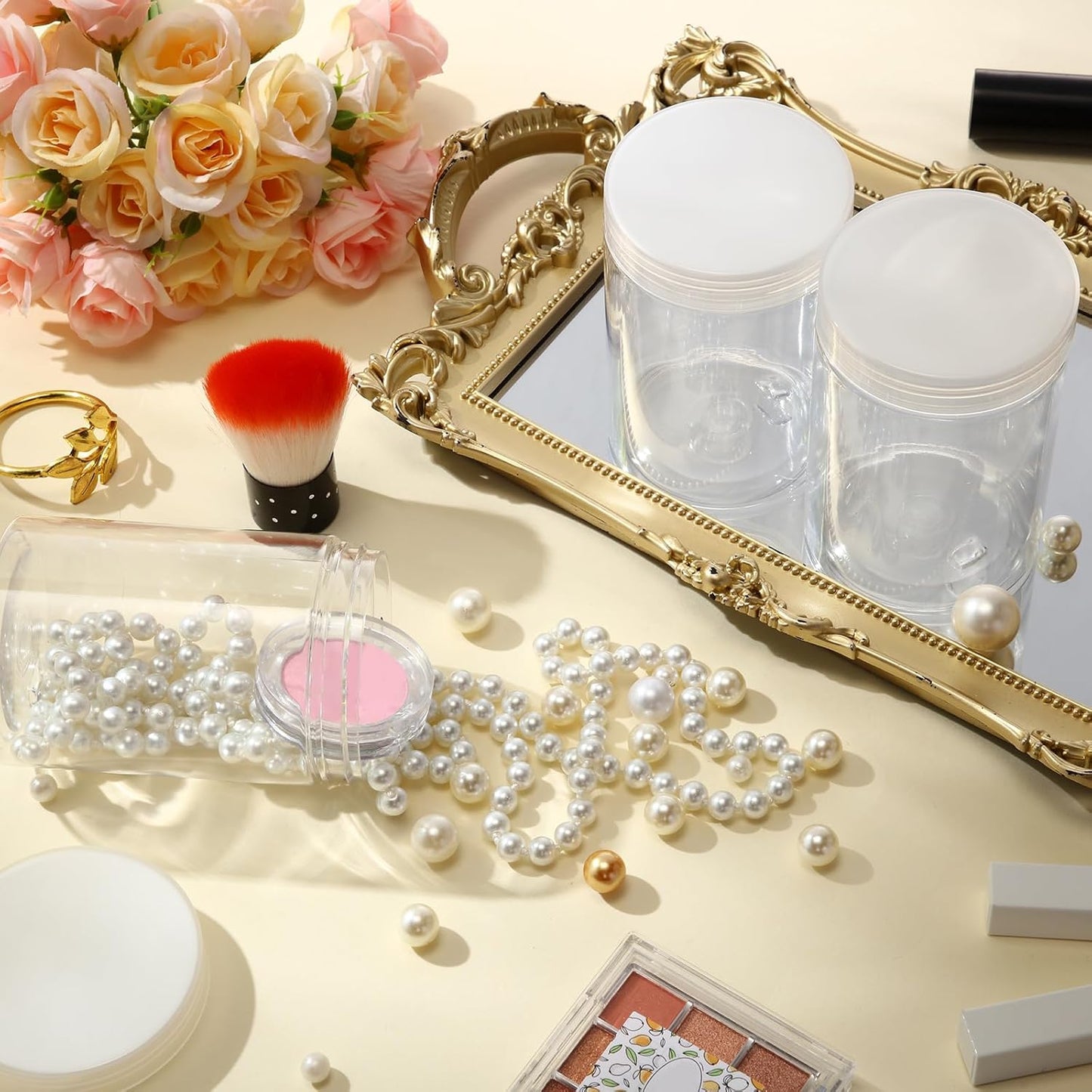 SATINIOR 100 Pcs Plastic Jars with Lids Small Containers Lids Wide Mouth Small Plastic Containers for Lotion Cream Rhinestones Body Butters Travel Storage(10 oz, Clear)-BrightBean Baby