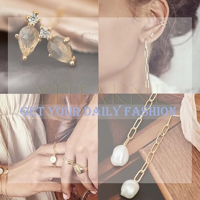 Boho Cartilage Ring Earrings Double Lines Ear Cuffs Set Minimalist Fake Helix Earcuff Earrings Simple No Piercing Earrings Jewelry for Women and Girls-BrightBean Baby