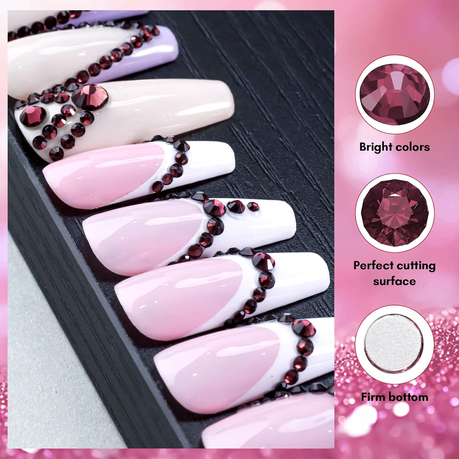 Makartt Dark Purple Nail Rhinestone Flatback Rhinestone Round Amethyst Crystal Glass Nail Charms Diamonds Nail Jewels Rhinestones for DIY Crafts Makeup Nail Art Supplies Accessories Christmas Gift-BrightBean Baby