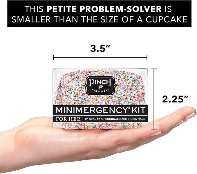 Pinch Provisions Funfetti Minimergency Kit, includes 17 Travel-Sized Cosmetic Essentials, Convenient for Purses, Emergency Beauty Accessories, Gifts for Holiday’s & Birthday’s-BrightBean Baby