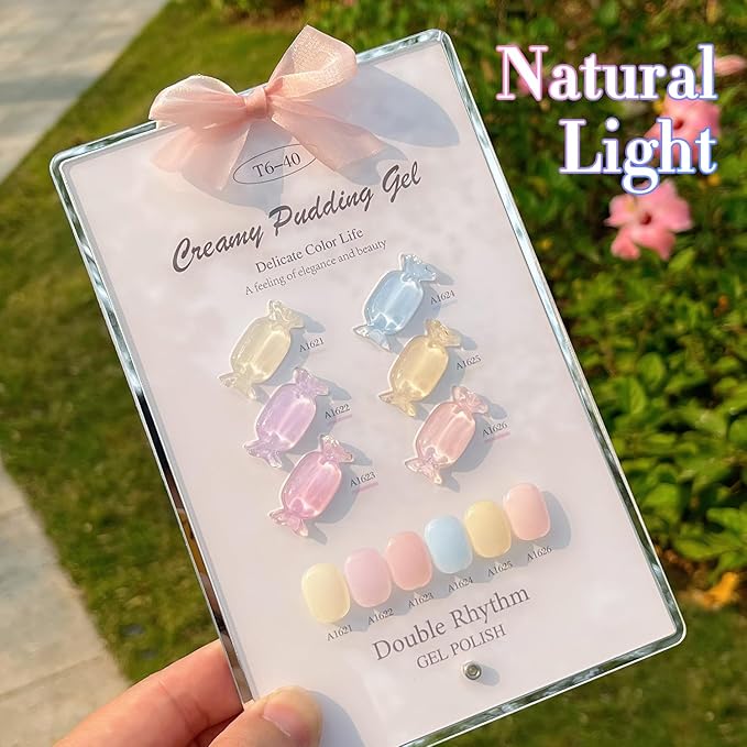 Double Rhythm 6 Pcs 15 ML Gel Polish Set Same Color Same Bottle Soak Off Gel Polish Kit Nail Art Manicure Salon DIY at Home for Women (Jelly Blue Purple Nude Pink-T6-40)-BrightBean Baby