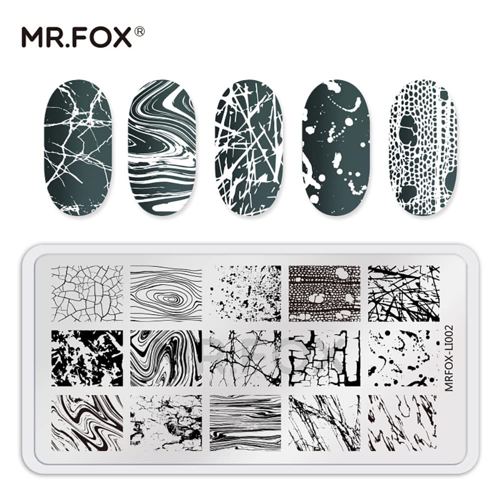 MRFOX 5 Pcs Nail Plates Stamping Set Marbled Punk Spider Web Heart Star Theme Leaf Nail Art DIY Stamping Template-BrightBean Baby