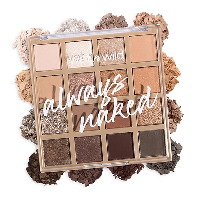wet n wild Always Naked Palette, Nude Neutral Eye Makeup, Blendable, Warm And Cool Nude Pigments, Matte, Shimmer, Glitter, Creamy Smooth-BrightBean Baby