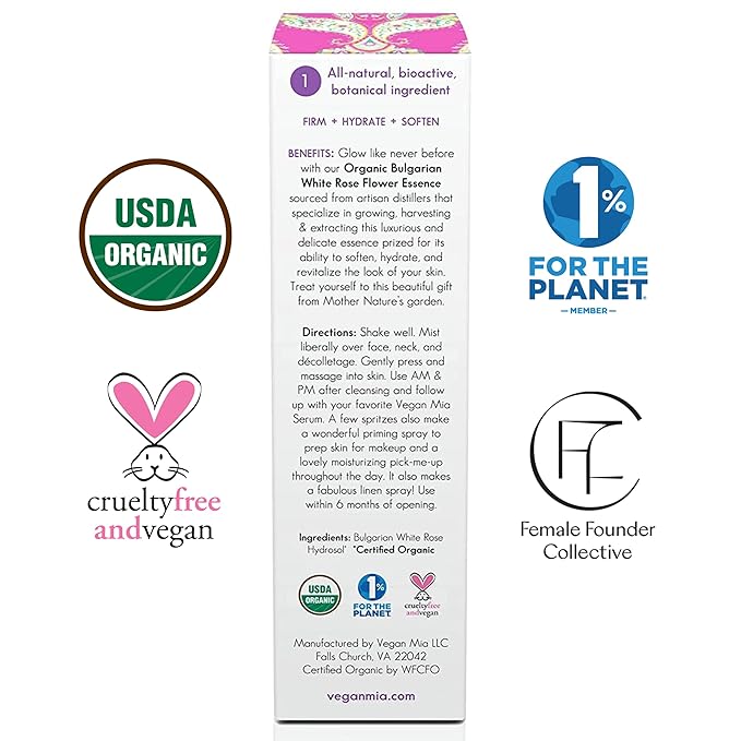 Organics - Radiance, Ultra-Hydrating Rose Water Spray for Face and Neck, Face Mist with Organic Rose Flower Essence, Facial Mist for All Skin Types, Hydrates Dry and Dull Skin, 3.4 fl oz-BrightBean Baby