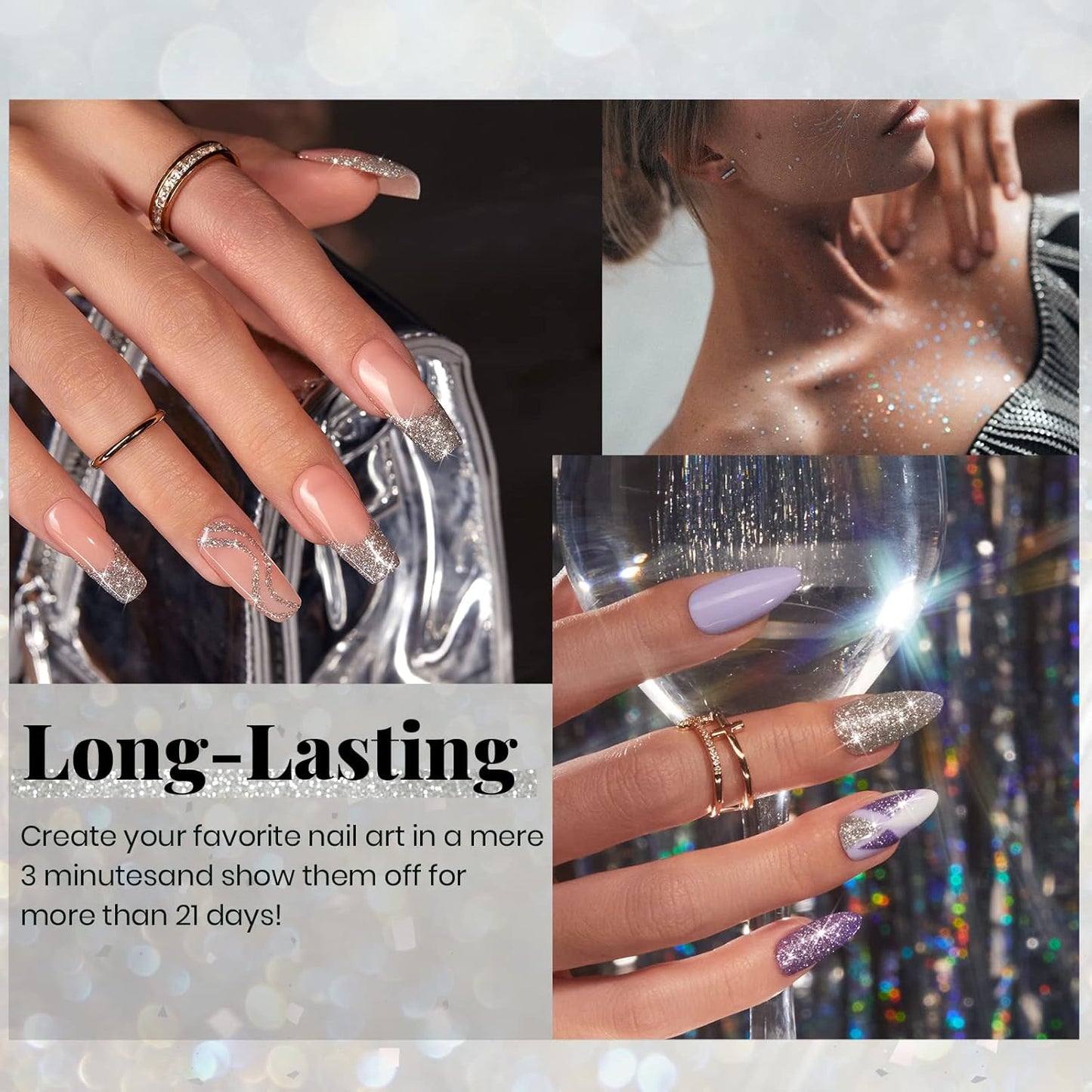 Beetles Reflective Gel Nail Polish 15ml Silver Glitter Nail Polish Shimmer Soak Off Uv LED Lamp Gel Nail Art Manicure Salon DIY Home Diamond-BrightBean Baby