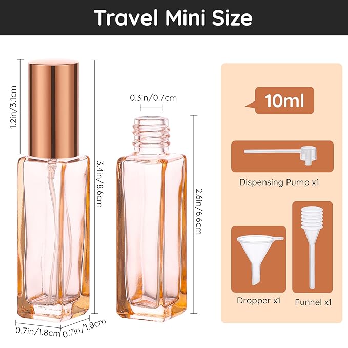 Segbeauty Portable Mini Perfume Atomizer Bottle, 5pcs Empty Refillable Cologne Spray Bottles, 10ML Small Travel Glass Perfume Bottle Fine Mist Sprayer Scent Pump Case for Cologne Fragrance-BrightBean Baby