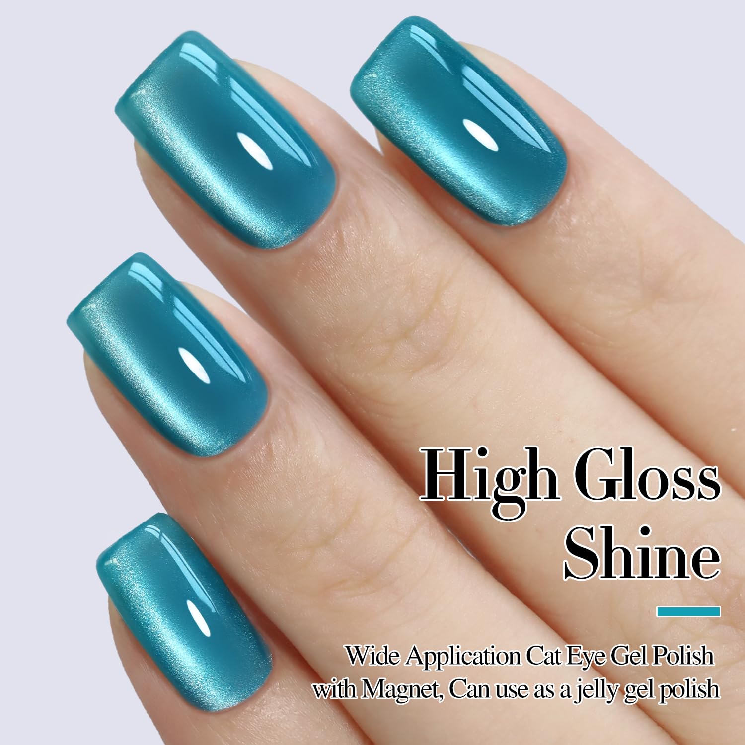 Double Rhythm Jelly Glass Cat Eye Gel Polish with Magnet 15ML Holographic Glitter Shimmer Translucent Sheer Color Magnetic Polish Salon DIY at Home (Jelly Teal-MC1120)-BrightBean Baby