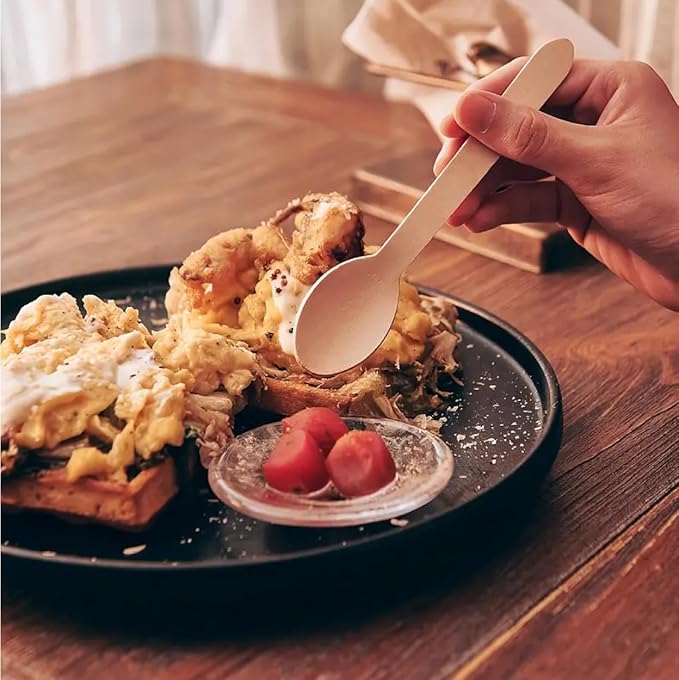 Disposable Wooden Spoons – 360 Pcs Wooden Compostable Spoons, Biodegradable Eco-Friendly Utensils Alternative to Plastic Cutlery for Parties, Weddings, Events & Camping