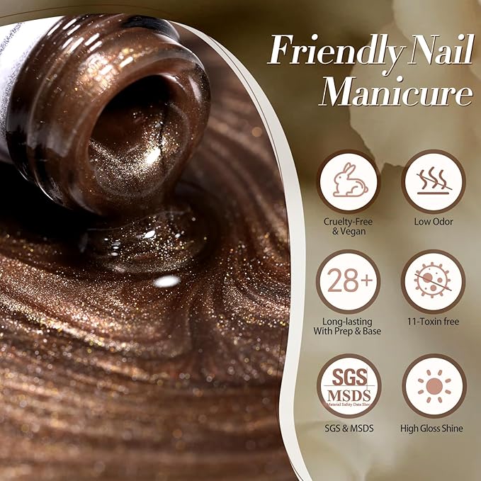 Born Pretty Cat Magnetic Eye Gel Nail Polish, 6 Colors Retro Magnetic Glitter Gel Polish Set Silver Pink Red Nail Polish Kit Soak Off LED Nail Art DIY Salon Gift-BrightBean Baby