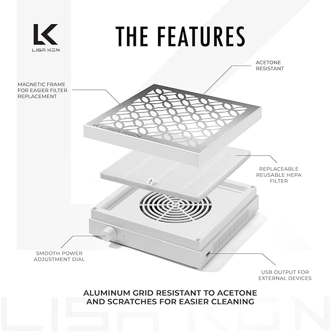 Nail Dust Collector with Reusable Filter, Professional Vacuum Fan Dust Extractor, Powerful & Quiet Nail Tech Dust Suction Machine for Acrylic Gel Nail Polishing, High-End Nail Salon-BrightBean Baby