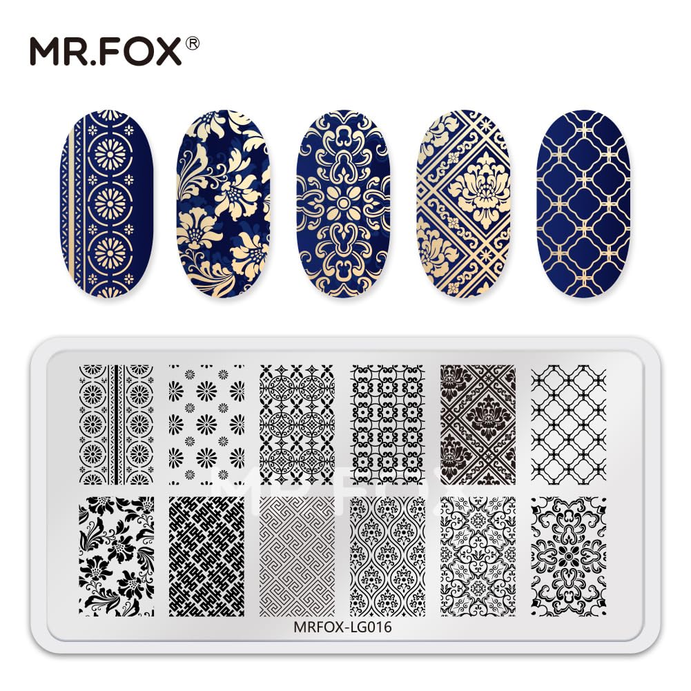 6 Pcs Nail Plates Stamping Set Dragon Patterned Chinese Traditional Decoration Style Nail Art DIY Stamping Template-BrightBean Baby