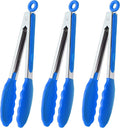 9-Inch Cooking Tongs with Silicone Tips, Set of 3 (Blue)