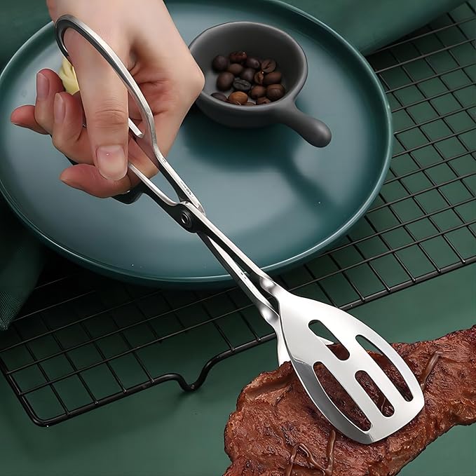 REDANT 2-Pack Metal Serving Tongs for Cooking - Scissor Handle Kitchen Tongs for Salad, Cake, Bread, Toaster & Steak - Buffet & Party Serving Utensils for Catering, Baking & Cooking (10 Inch)