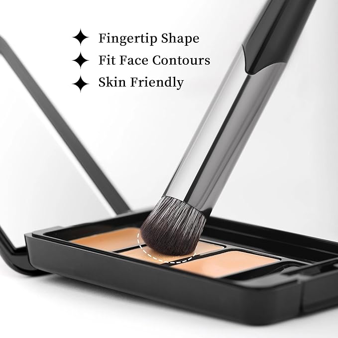 DUcare Concealer Brush Under Eye, Angled Small Nose Contour Brush, Mini Thin Slanted Foundation Dark Circles Puffiness, Puffy Face Eyebrow Eyes, Liquid Cream Blending-BrightBean Baby