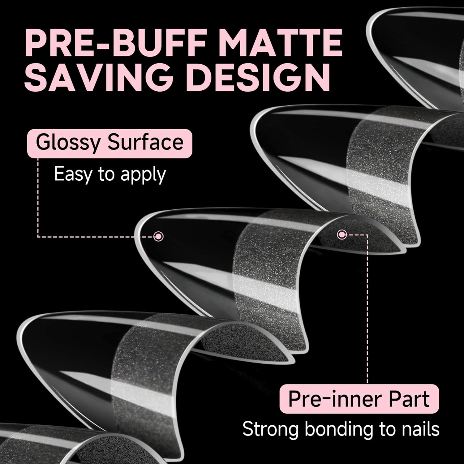 UNA GELLA Almond Shape Nail Tips Short: 504pcs Half Cover Almond Gel Nails Tips Matte Clear Fake Nails Self-handle for Nail Extension DIY Nail Salon for Her, 12Sizes-BrightBean Baby