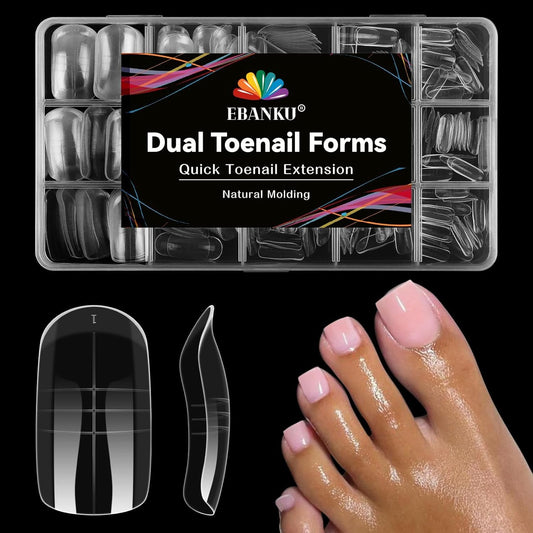 300 Pcs Toe Dual Nail Forms for Poly Extension Gel, EBANKU Toenail Dual Forms Reusable Full Cover Molds for French Tip Acrylic Toenails Pedicure for Salon & DIY at Home 15 Sizes-BrightBean Baby