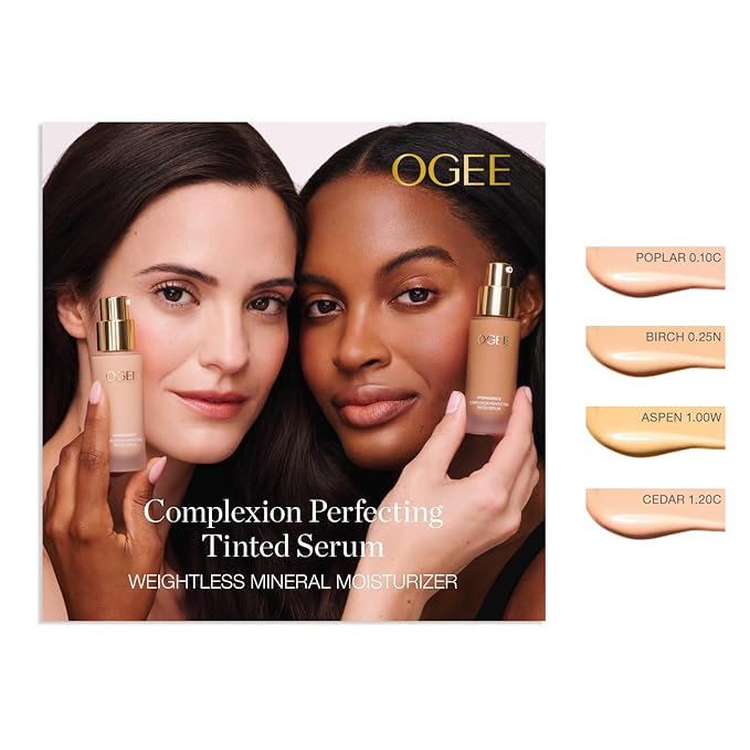Ogee Complexion Perfecting Liquid Foundation - Lightweight Tinted Moisturizer For Face (Aspen 1.0W - Fair, Warm Undertones) - with Vitamin C & Jojoba Oil - Certified Organic & Made in USA-BrightBean Baby
