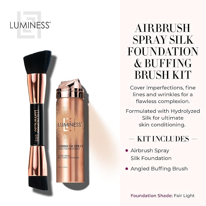LUMINESS Silk Airbrush Spray Foundation & Buffing Brush Kit - Light Fair-BrightBean Baby