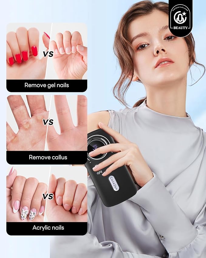 CozyZen Cordless Nail Drill Professional: 45000 RPM Rechargeable Electric Nail File Kit, Portable & Low Noise for Acrylic, Gel Nails, Manicure & Pedicure - Salon & Home Use-BrightBean Baby