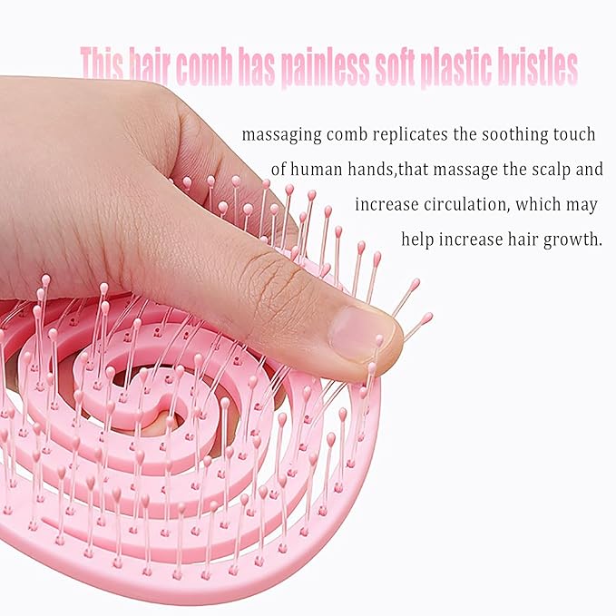 4 Pieces【Ultra-Soft】Baby Fine or Straight Hair Detangling Hair Brush for Kids【Skin-friendly material】Faster Blow Drying Styling Hair Detangling Brush with Flexible Bristles（Food grade ABS）Compact size-BrightBean Baby