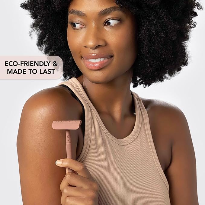 Kitsch Double Edge Safety Razors for Women and Men, Long Metal Handle and Stainless Steel Single Blade Razor with 5 Double Edge Refills, for Shaving and Travel Essentials - Terracotta-BrightBean Baby