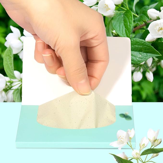Teenitor Oil Absorbing Sheets for Face, 1000 Sheets Jasmine Oil Blotting Paper for Oily Skin, Natural Oil Control Film Oil Blotting Sheets for Face Men Women, Face Oil Sheets-BrightBean Baby