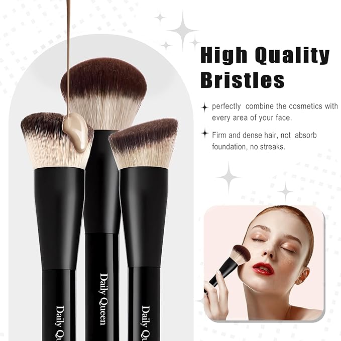 25 pcs Makeup Brush Set Holder Black Professional Kabuki Powder Concealers Eye shadows Blush Eyeliner Eyebrow Contour Eye blending Brushes (25pcs brush with holder)-BrightBean Baby