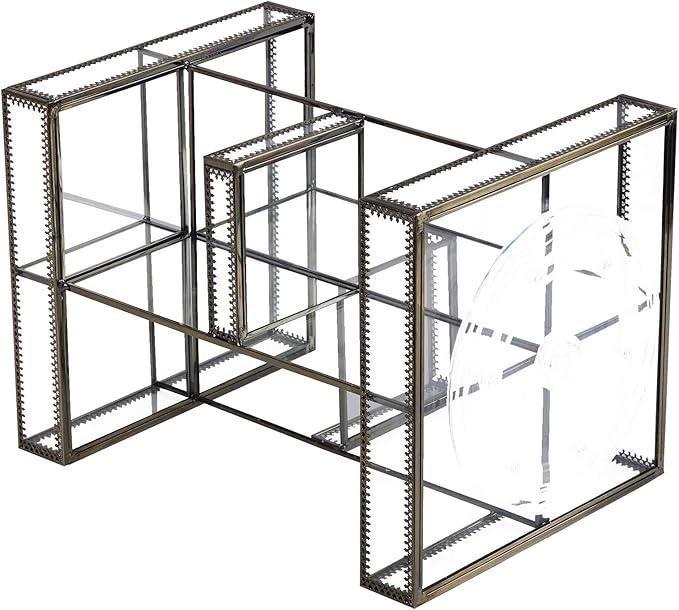 Vintage Glow Antique 360 Degree Rotating Makeup Organizer,4-Tier Spinning Perfume Tray,Countertop Cosmetic Storage,Glass Beauty Display,Retro Large Capacity Vanity Organizer for Brushes Skincare-BrightBean Baby