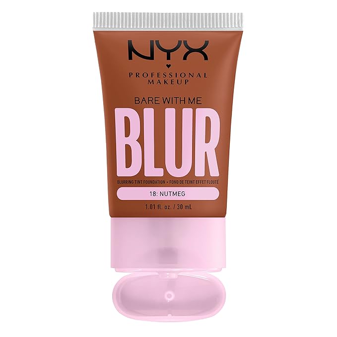 NYX PROFESSIONAL MAKEUP Bare With Me Blur Skin Tint Foundation Make Up with Matcha, Glycerin & Niacinamide - Nutmeg-BrightBean Baby
