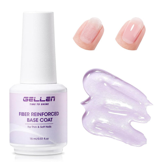 GELLEN Fiber Glass Base Gel Polish, 0.51 Fl.oz Clear Nail Strengthener for Repair Broken Damaged Thin Weak Nails, Professional Soak Off UV Base Coat Salon Home-BrightBean Baby