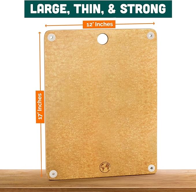 Earth’s Dreams Wood Cutting Board 17x12 Extra Large - Charcuterie Board, Non-Plastic, Non-Toxic, Heavy-Duty, Dishwasher Safe (Tan/Blacks)