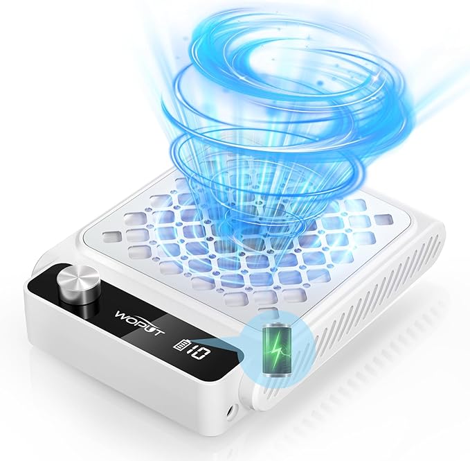 Rechargeable Nail Dust Collector, 980PA Portable Cordless Nail Vacuum Dust Collector Fan with Filter Papers (30 Pcs) for Acrylic Nail Polishing & Manicure Pedicure at Nail Salon & Home - White-BrightBean Baby