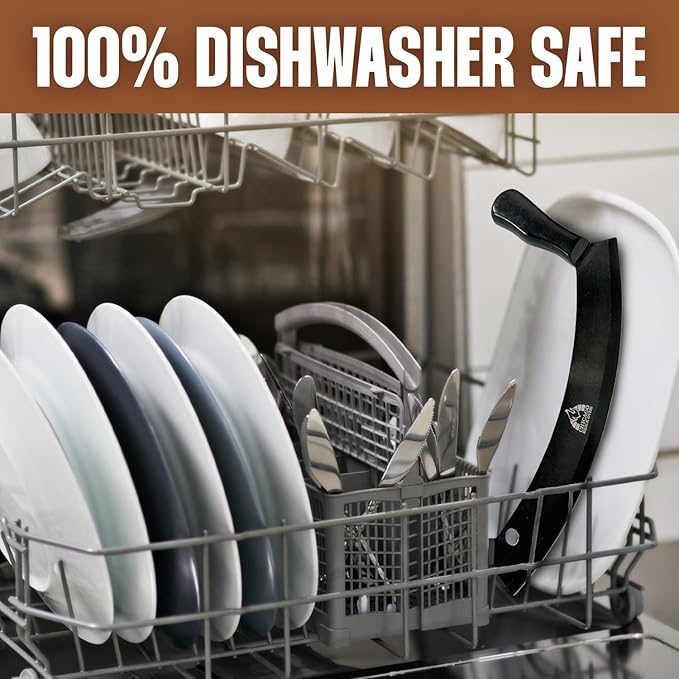 Chicago Brick Oven 12-Inch Pizza Cutter Rocker Blade – Stainless Steel Mezzaluna Knife with Titanium Coating – Large Professional Pizza Cutter with Protective Cover – Dishwasher Safe