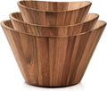 Wooden Salad Bowl Set, Salad Bowls Set of 3 - Wavy Design Salad Bowl Set for Serving, Handmade, Durable and Stylish Natural Wood Dining Accessory by Woodenhouse