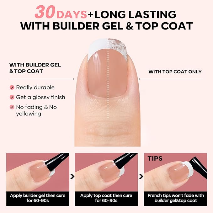 modelones French Tip Press on Nails, 150Pcs Extra Short Square Fake Nails with Nail Box, Deep Nude Gel Nail Tips for Women, Soft Glue-On Nails for Natural Salon Look, DIY Nail Art (15 Sizes)-BrightBean Baby