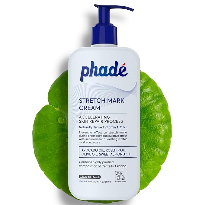 Phade Stretch Mark Cream with CICA - 200ml | Pregnancy, Scars, Uneven Skin Tone, Aging | Dermatologist Tested, Clinically Proven Formula for Stretch Marks, Hydration, and Skin Repair-BrightBean Baby