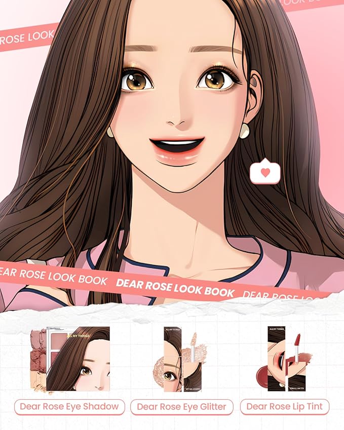 AMTS True Beauty Dear Rose Eyeshadow Palette, Matte Shimmer Glitter Highly Pigmented, Long Lasting, Cheek blush, K Beauty, Korean makeup-BrightBean Baby