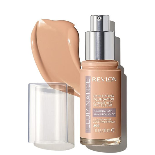 Revlon Illuminance Skin-Caring Liquid Foundation, Hyaluronic Acid, Hydrating and Nourishing Formula with Medium Coverage, 309 Toasted Beige (Pack of 1)-BrightBean Baby