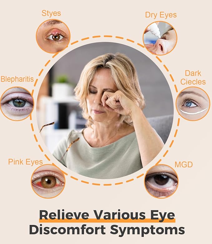 Heated Eye Mask for Dry Eyes, Cordless Warm Eye Compress, Styes, Blepharitis, 1000mAh, 3 Heat Levels, Electric, Light-Blocking, Washable Cover, Travel (Gray)-BrightBean Baby